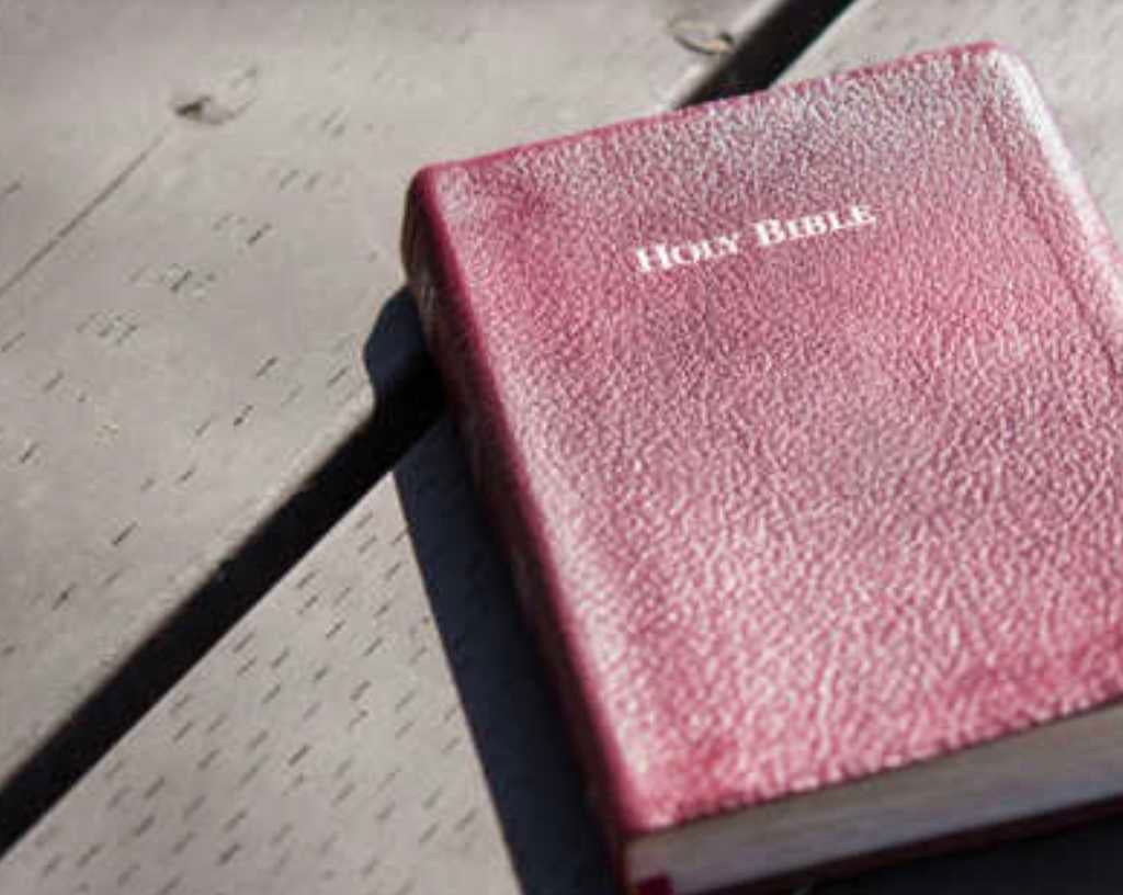TORONTO, ONTARIO, CANADA - 2013/03/30: A red leather King James Bible lies on a wooden table in bright sunlight. (Photo by Roberto Machado Noa/LightRocket via Getty Images)