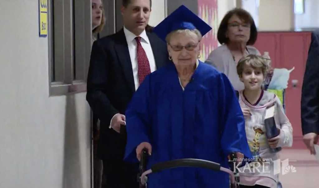 Holocaust survivor Esther Begam finally gets her high school diploma (Image source: KARE-TV)