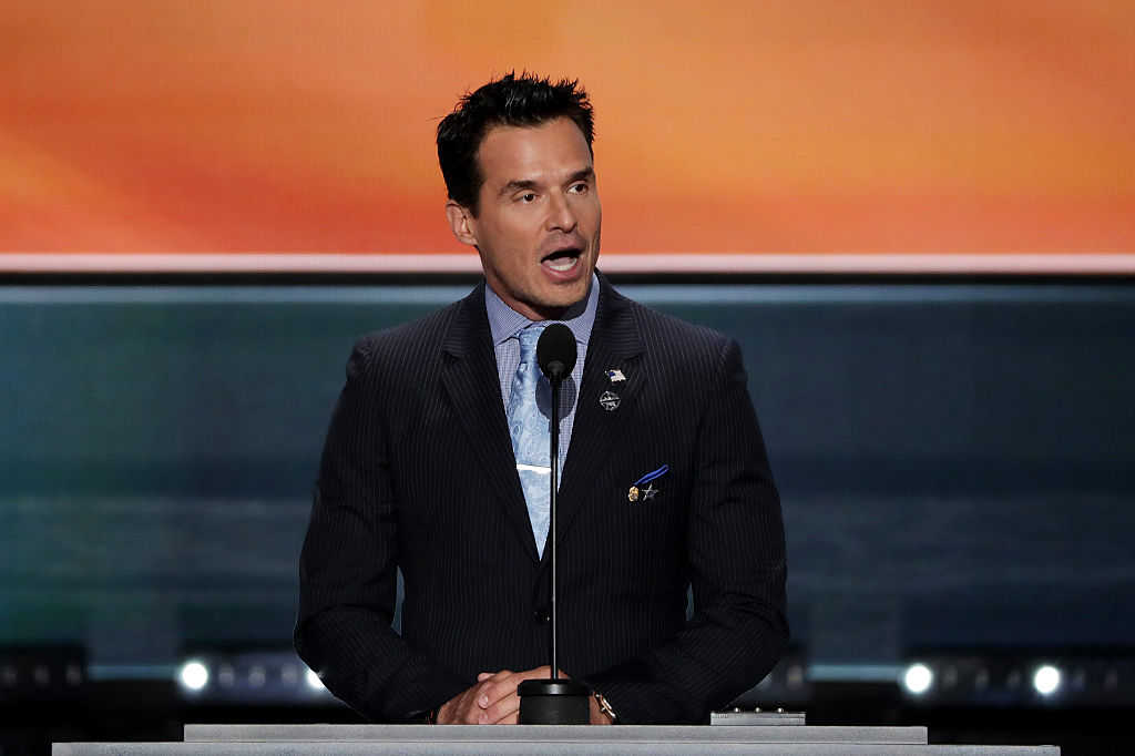 Antonio Sabato Jr. delivers a speech on the first day of the Republican National Convention on July 18, 2016 at the Quicken Loans Arena in Cleveland, Ohio. (Alex Wong/Getty Images)