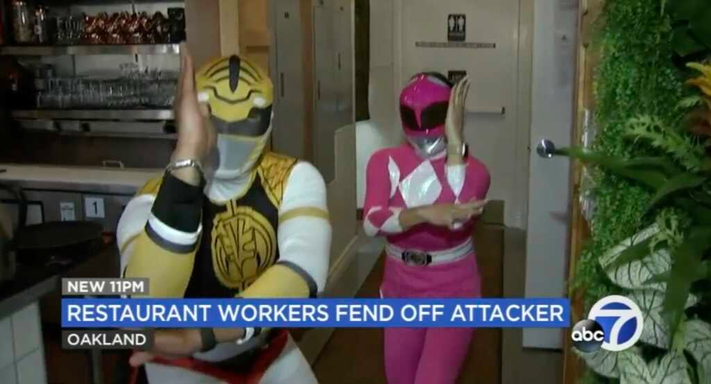 Power Ranger-Costumed Servers Fight Off Restaurant Assailant